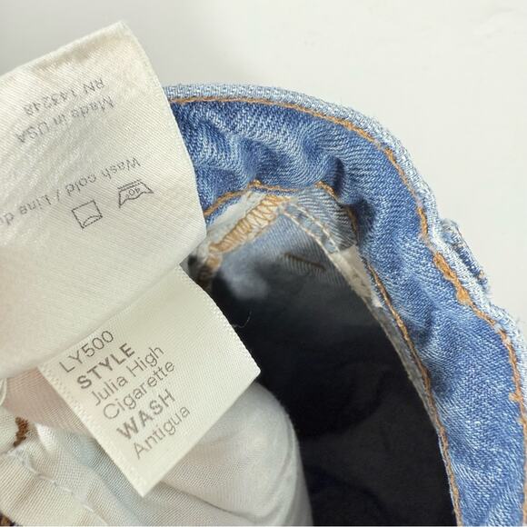 Reformation Julia High Rise Cigarette Ankle Distressed Denim Jeans Antigua 25 - Picture 15 of 16